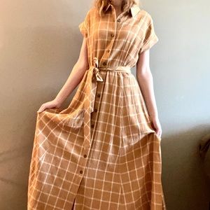 Calvin Klein plaid button down maxi dress size S